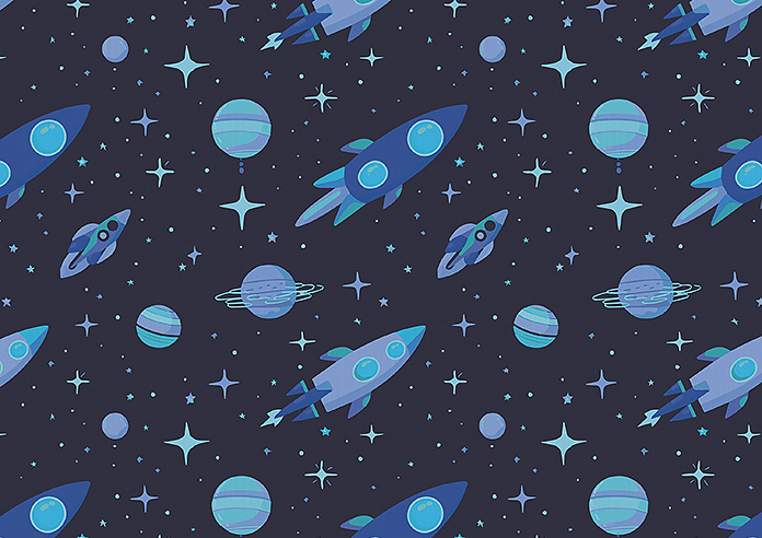 Rocket Adventure, Cosmic Blue - Twist&Fit Roman Blind - Image 7